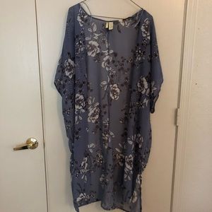 Blue floral kimono